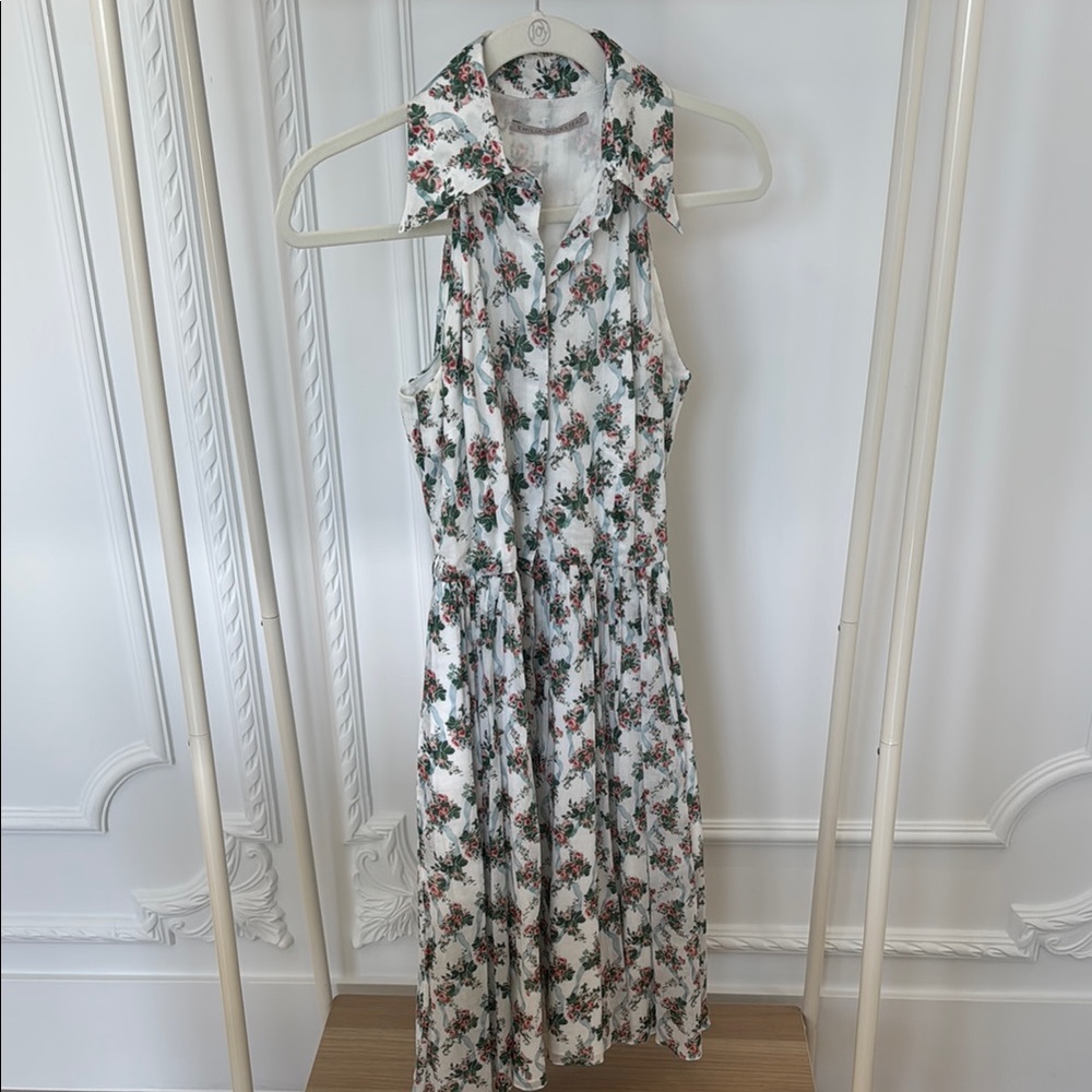 Emilia Wickstead Floral Sleeveless Halter Shirt Dress Sz US2/UK6
